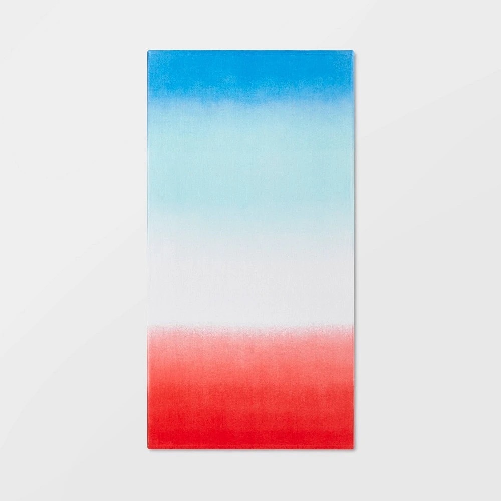 2 pack Sun Squad Beach or Pool Towel 62" x 32" Standard- Gradient Red White Blue